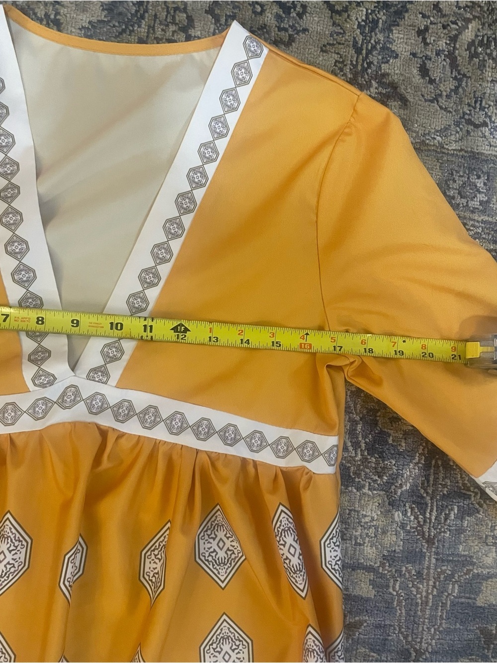 V-Neck Long-Sleeve Mini Dress in Mustard - Picture 7 of 11